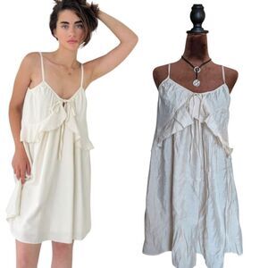 HM Dainty Cream Slip Ruffle Dress S
